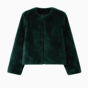DEA | CROPPED FAUX FUR BOLERO | BOTTLE GREEN